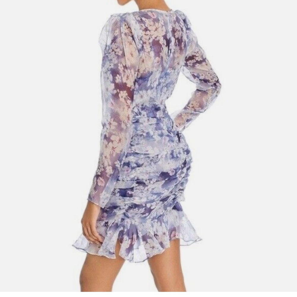 Aqua Blue Floral Ruched Dress